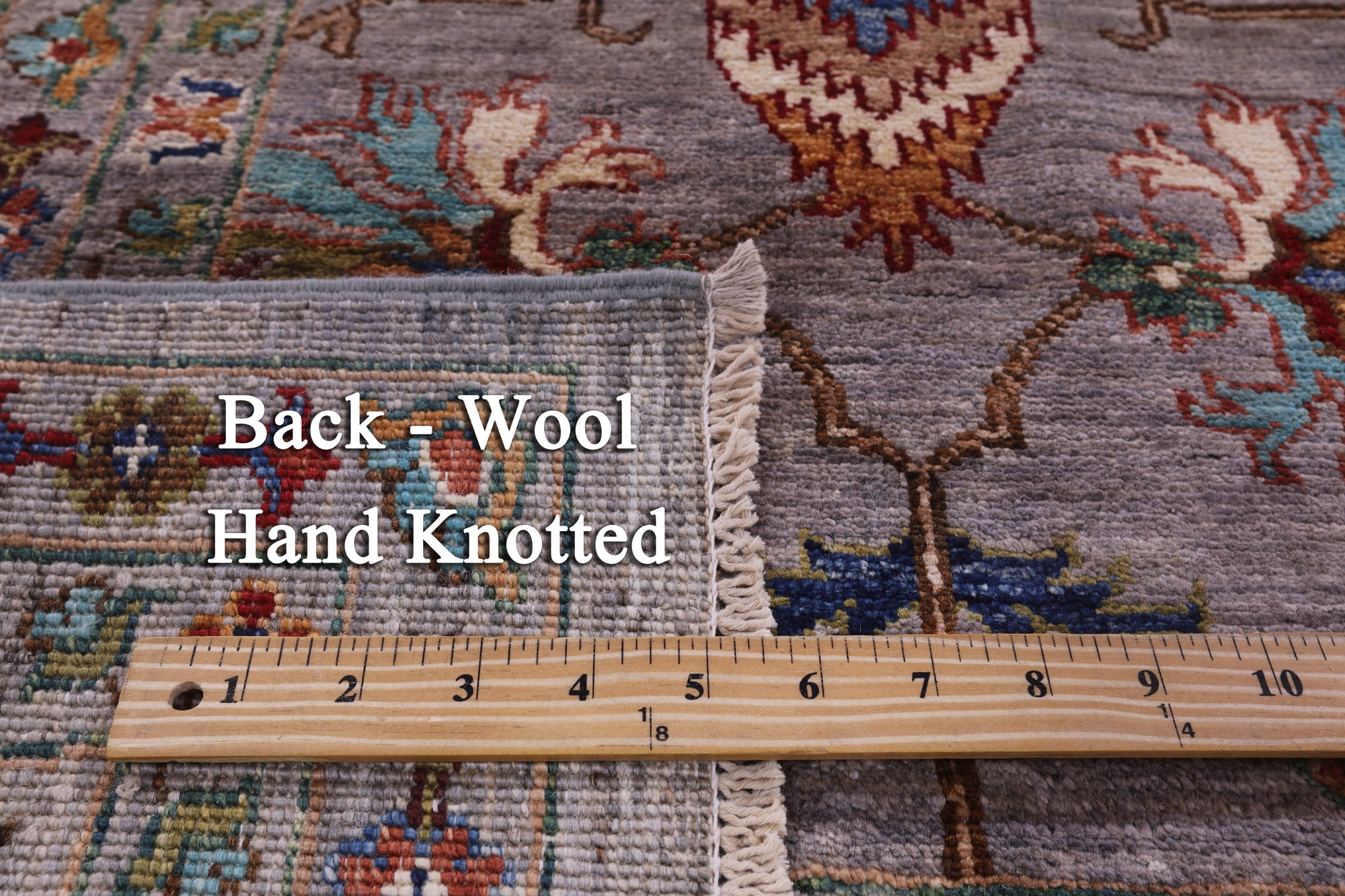 Grey Peshawar Hand Knotted Wool Rug - 8' 1" X 10' 4" - Golden Nile