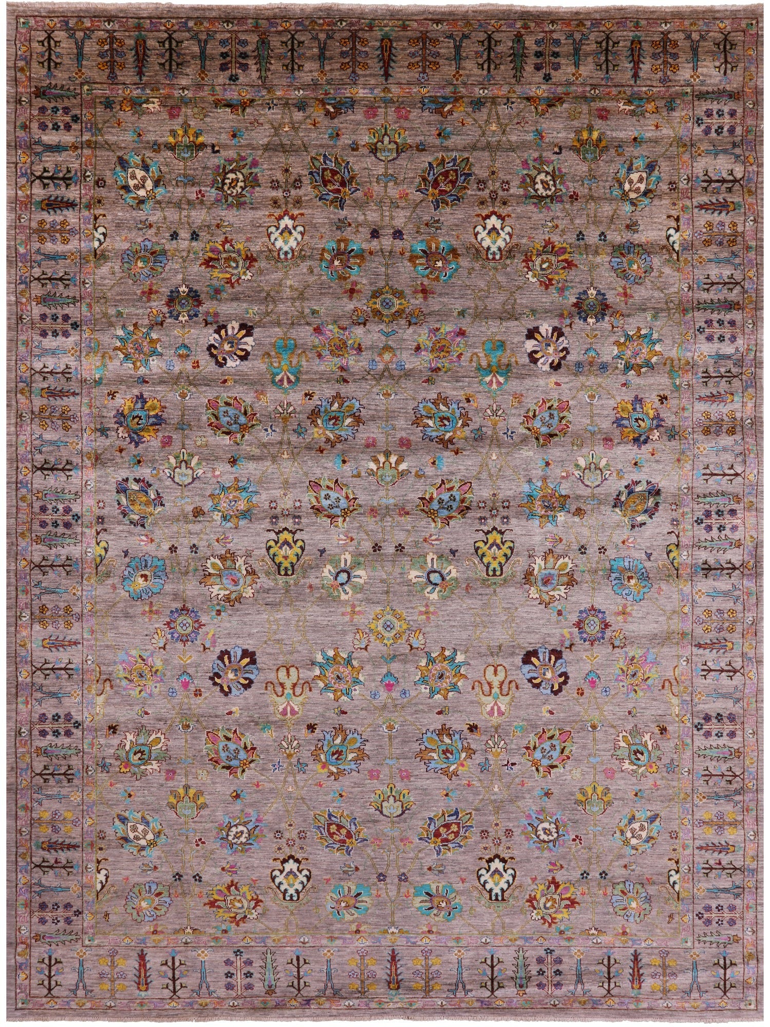 Peshawar Hand Knotted Wool Rug - 8' 10" X 12' 1" - Golden Nile