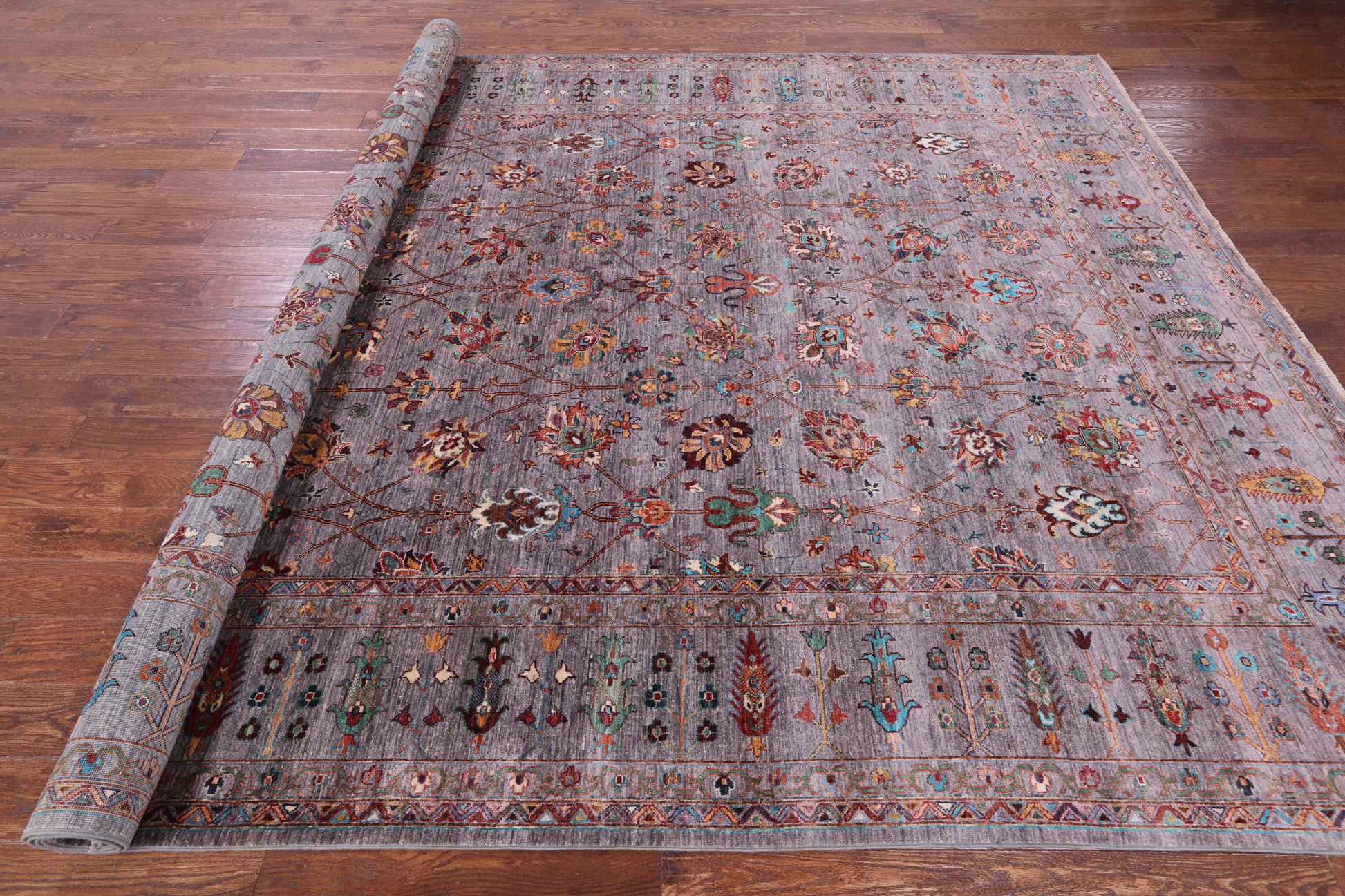 Peshawar Hand Knotted Wool Rug - 9' 0" X 12' 5" - Golden Nile