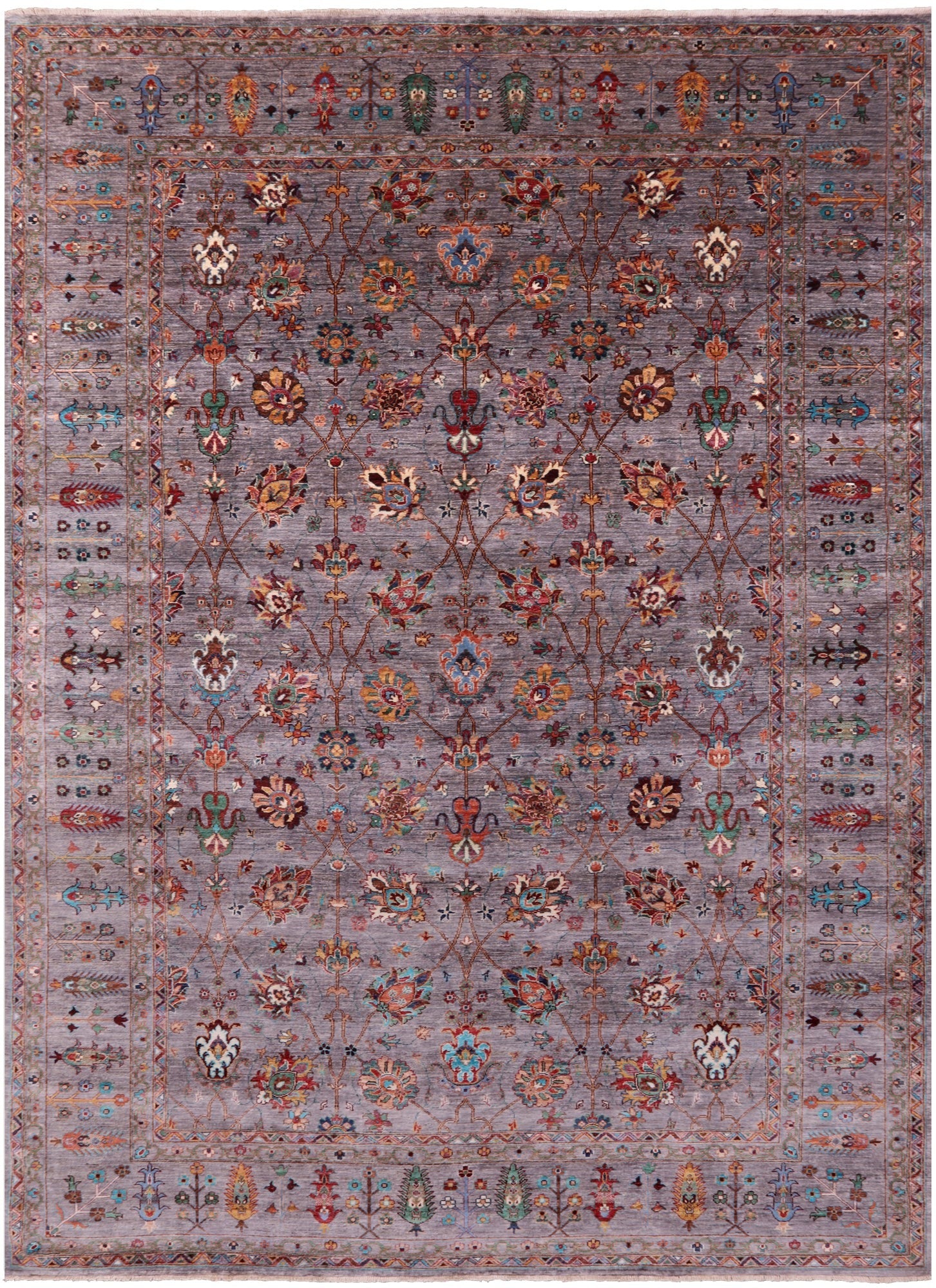 Peshawar Hand Knotted Wool Rug - 9' 0" X 12' 5" - Golden Nile