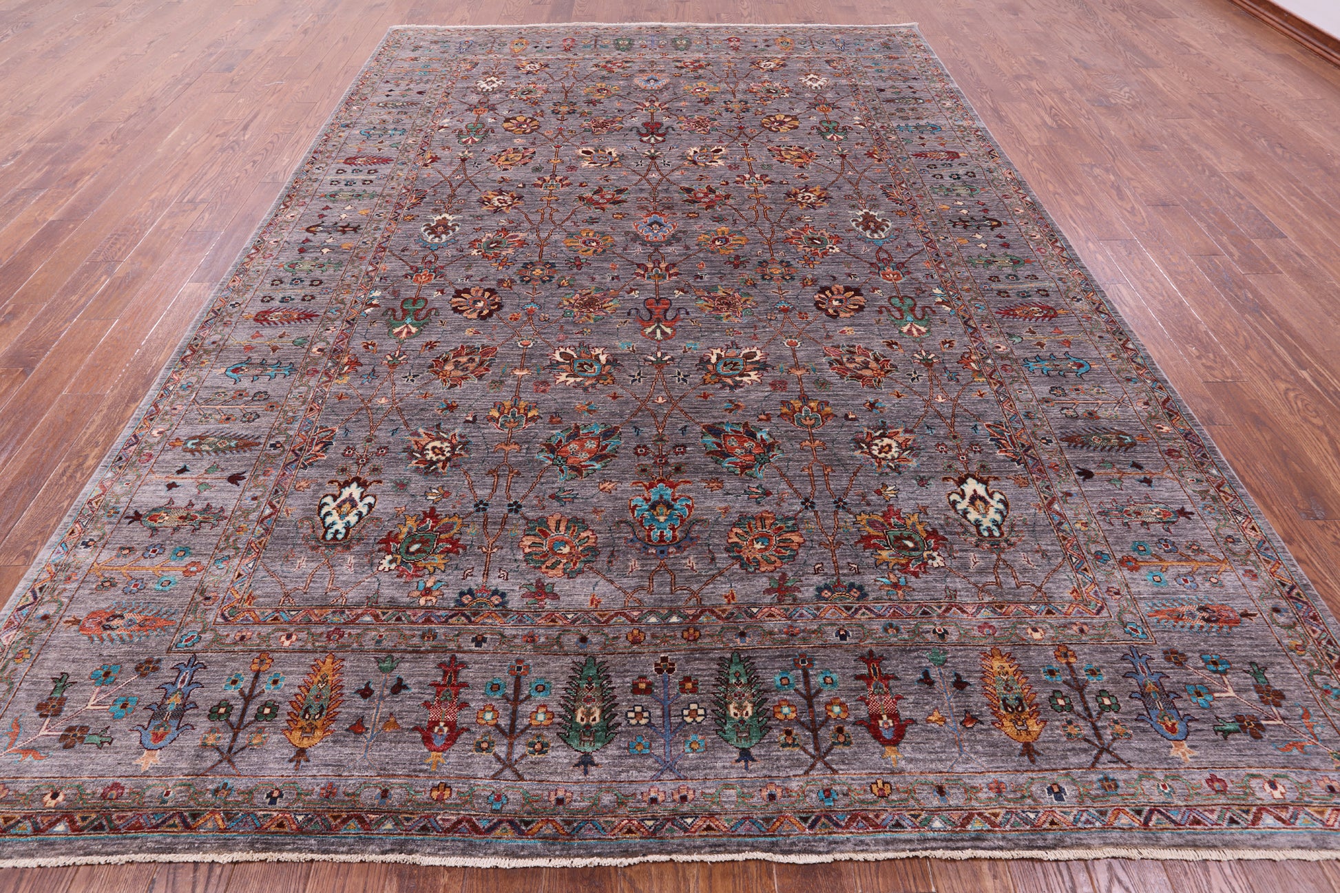 Peshawar Hand Knotted Wool Rug - 9' 0" X 12' 5" - Golden Nile
