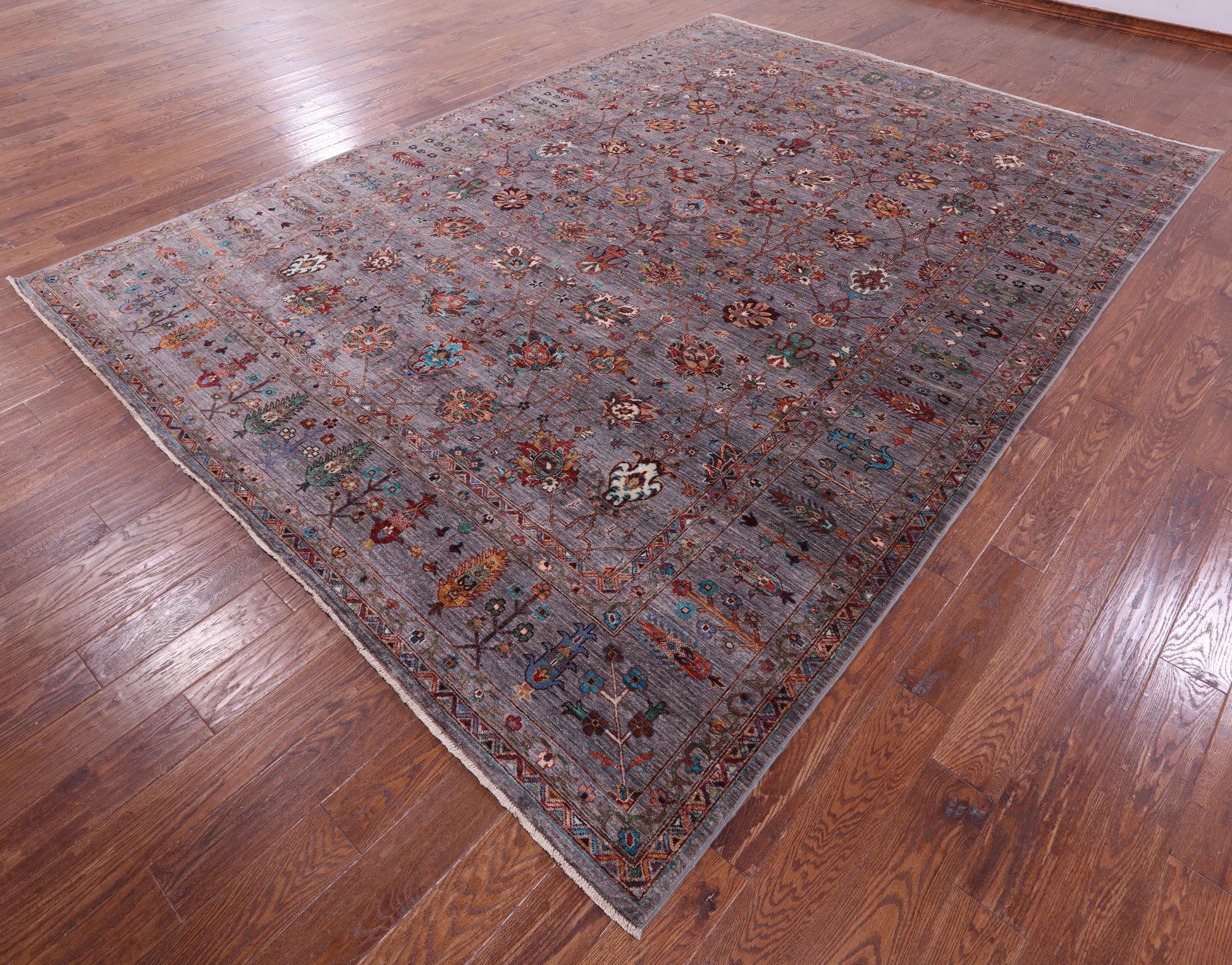 Peshawar Hand Knotted Wool Rug - 9' 0" X 12' 5" - Golden Nile