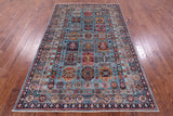 Blue Turkmen Ersari Hand Knotted Wool Rug - 5' 5" X 8' 3" - Golden Nile