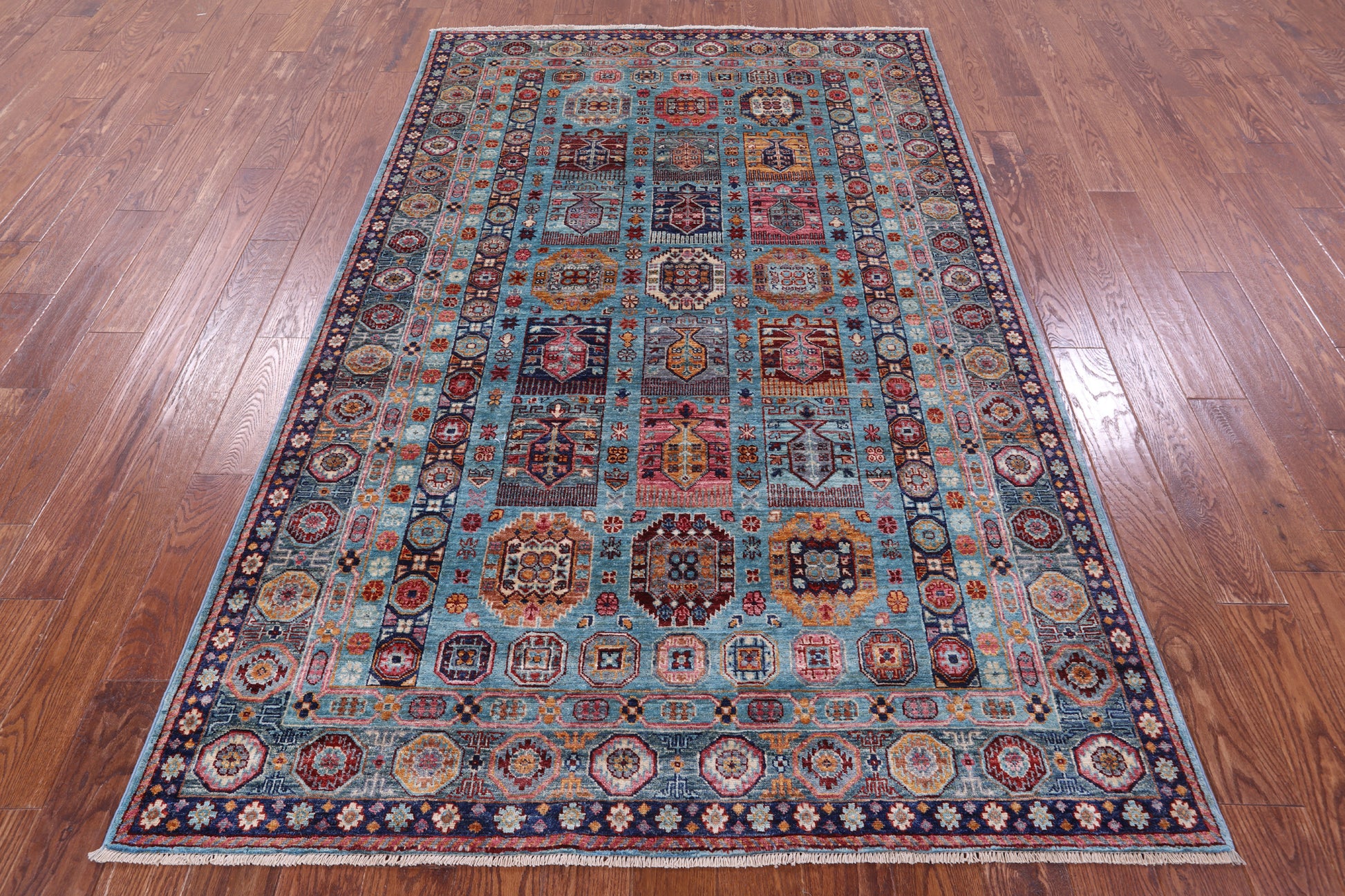Blue Turkmen Ersari Hand Knotted Wool Rug - 5' 5" X 8' 3" - Golden Nile
