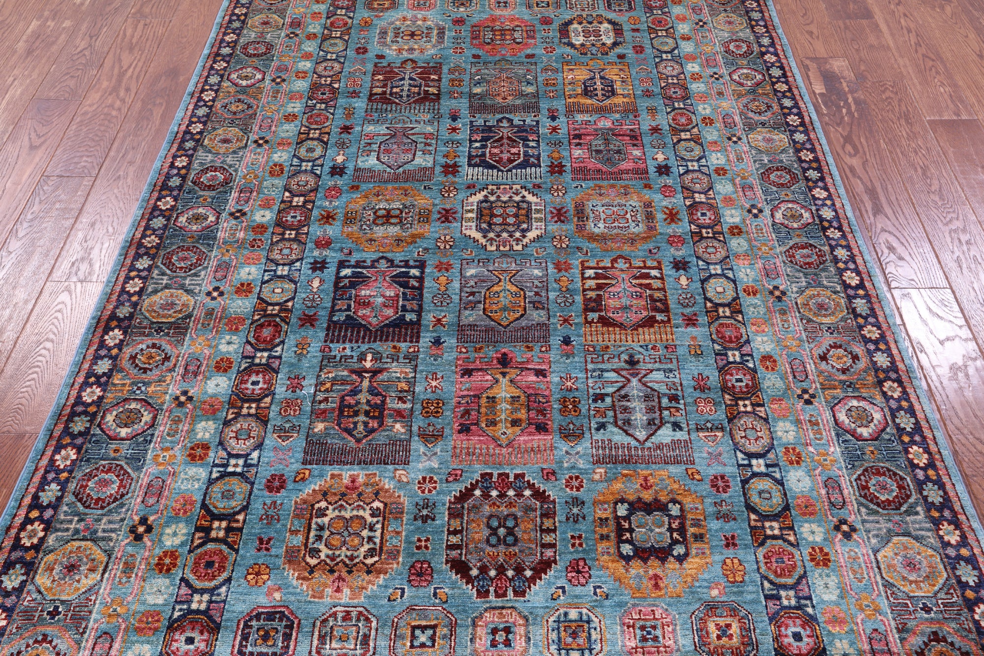 Blue Turkmen Ersari Hand Knotted Wool Rug - 5' 5" X 8' 3" - Golden Nile