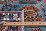Blue Turkmen Ersari Hand Knotted Wool Rug - 5' 5" X 8' 3" - Golden Nile