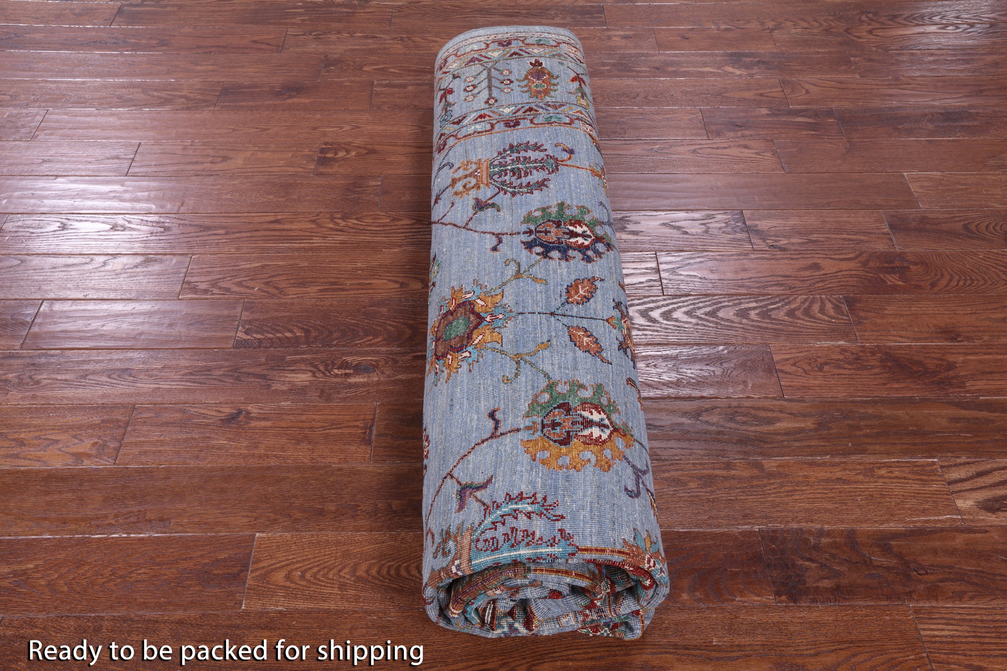 Blue Peshawar Hand Knotted Wool Rug - 8' 11" X 11' 8" - Golden Nile