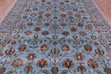 Blue Peshawar Hand Knotted Wool Rug - 8' 11" X 11' 8" - Golden Nile