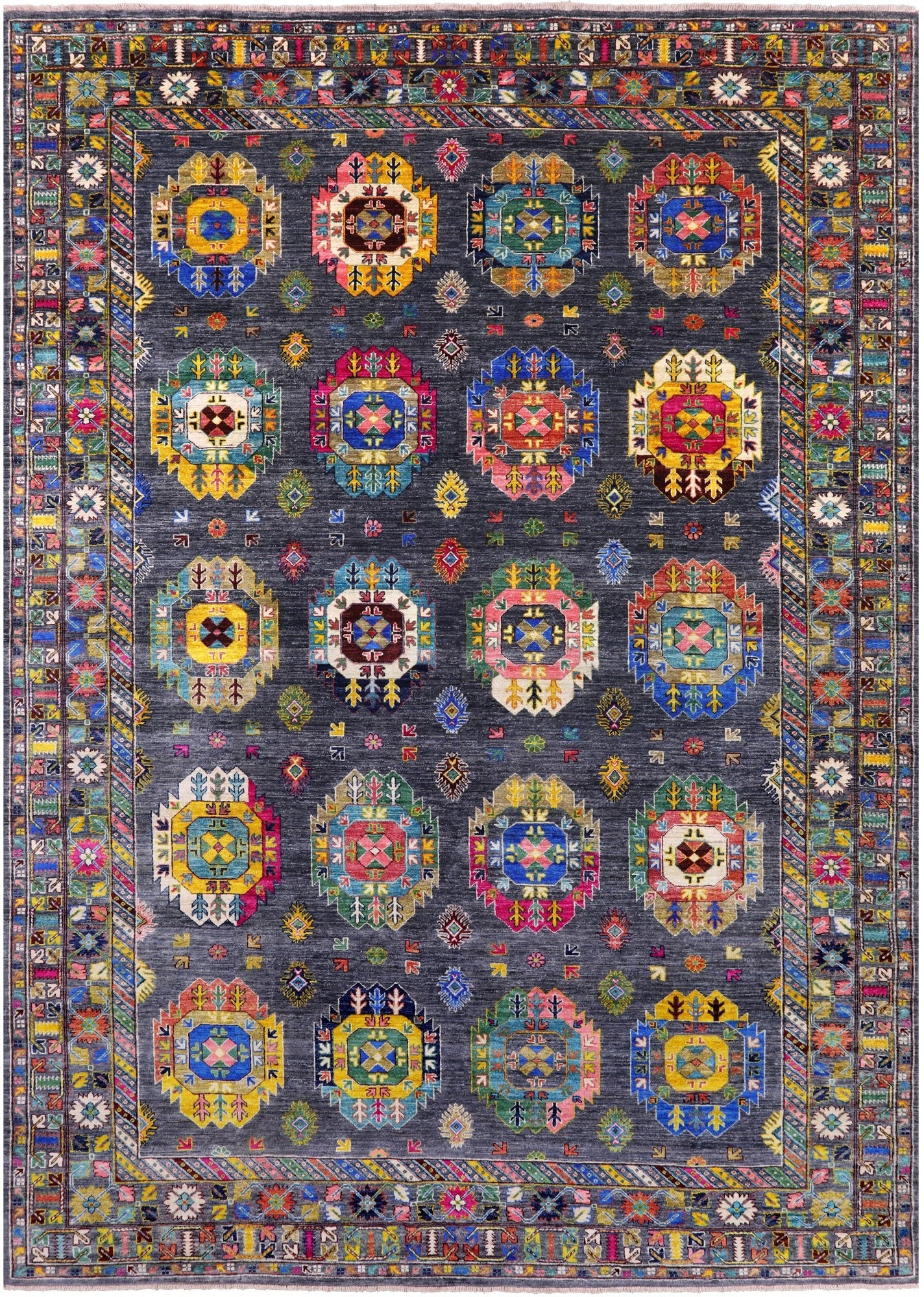 Turkmen Ersari Hand Knotted Wool Rug - 7' 11" X 11' 2" - Golden Nile