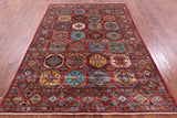 Red Turkmen Ersari Hand Knotted Wool Rug - 5' 6" X 7' 11" - Golden Nile