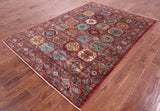 Red Turkmen Ersari Hand Knotted Wool Rug - 5' 6" X 7' 11" - Golden Nile