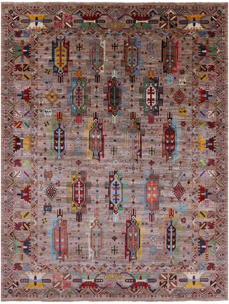 Persian Fine Serapi Hand Knotted Wool Rug - 9' 1" X 12' 1" - Golden Nile