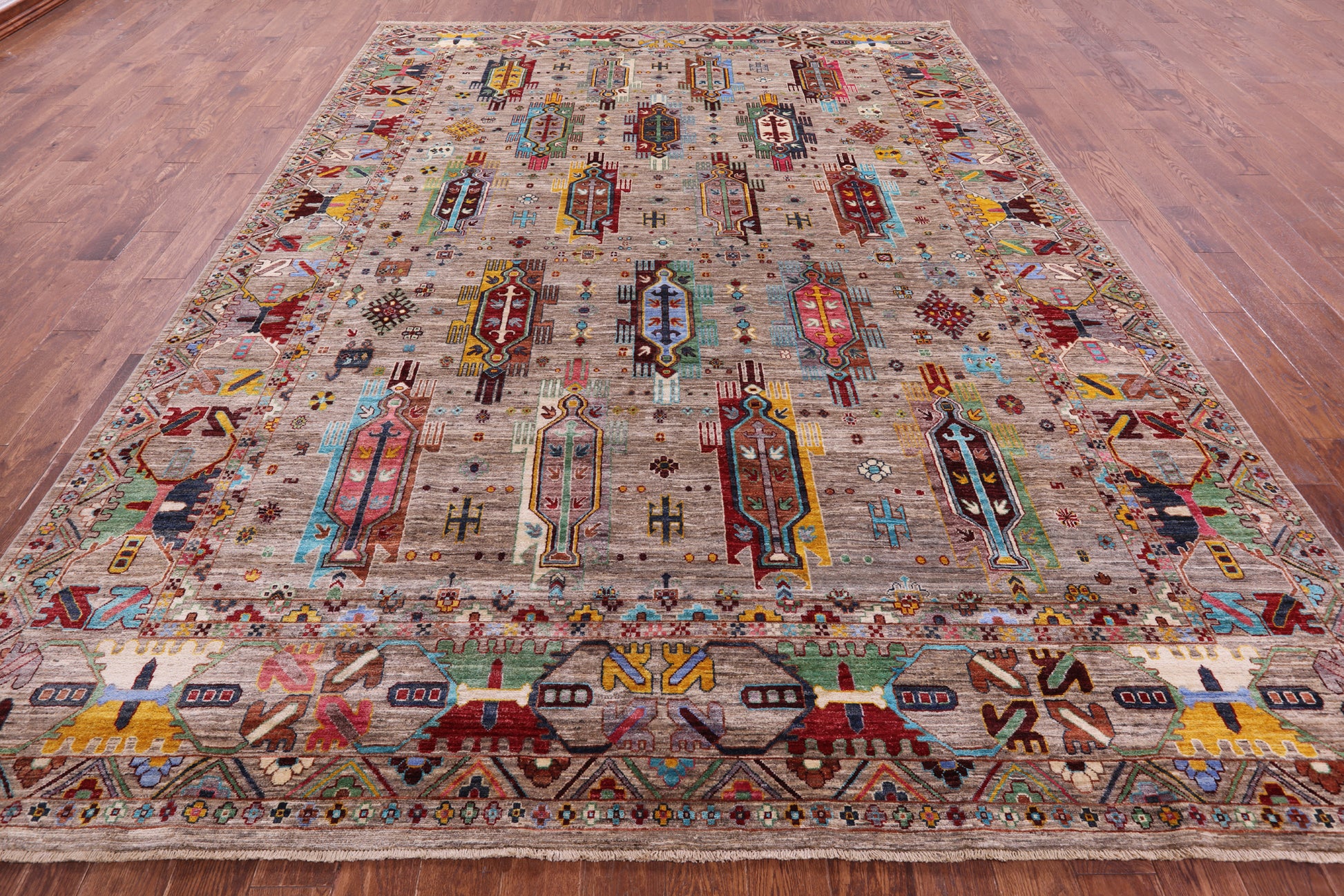 Persian Fine Serapi Hand Knotted Wool Rug - 9' 1" X 12' 1" - Golden Nile