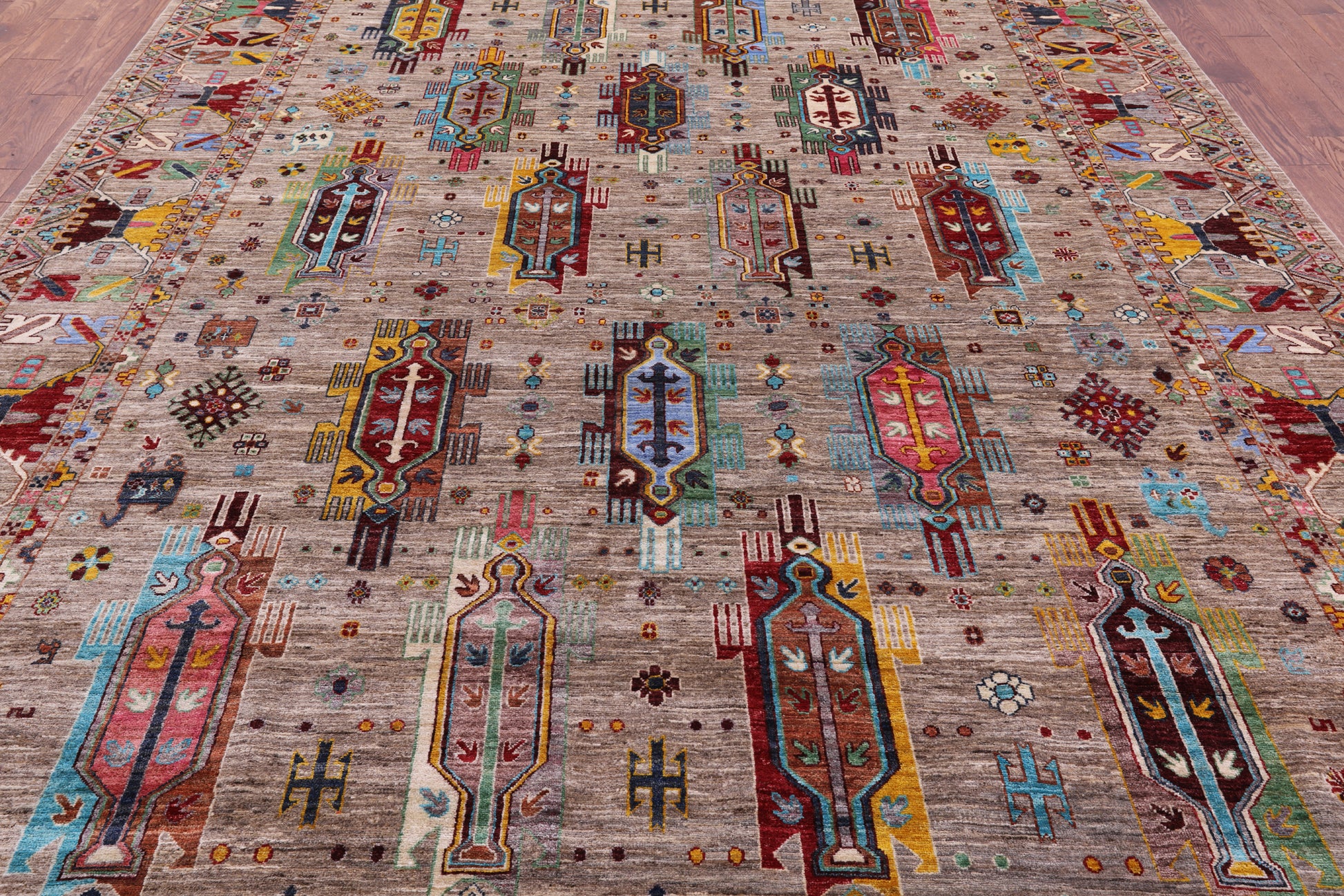 Persian Fine Serapi Hand Knotted Wool Rug - 9' 1" X 12' 1" - Golden Nile