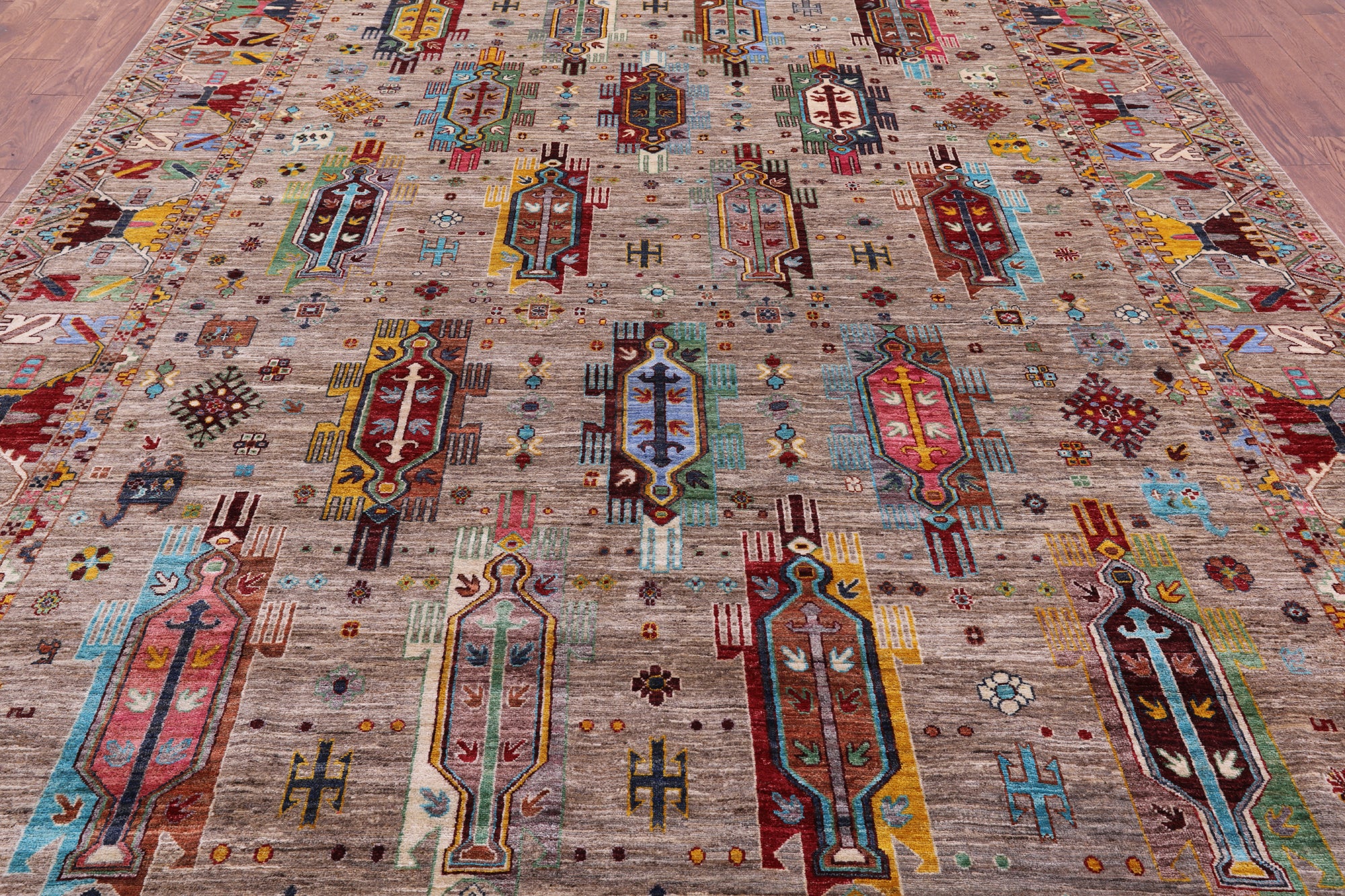 Persian Fine Serapi Hand Knotted Wool Rug - 9' 1" X 12' 1" - Golden Nile