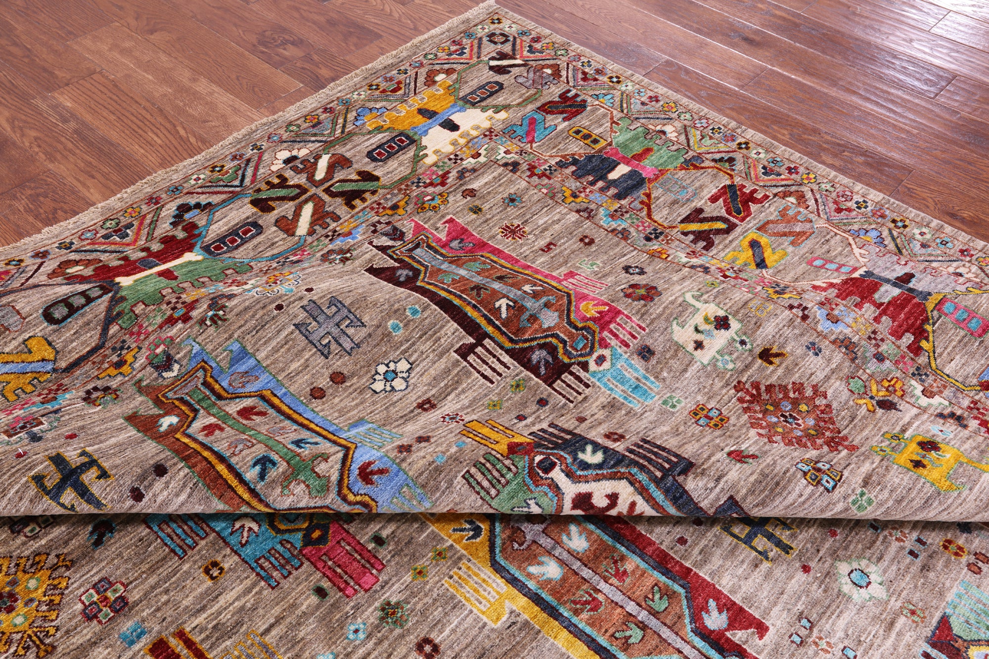 Persian Fine Serapi Hand Knotted Wool Rug - 9' 1" X 12' 1" - Golden Nile