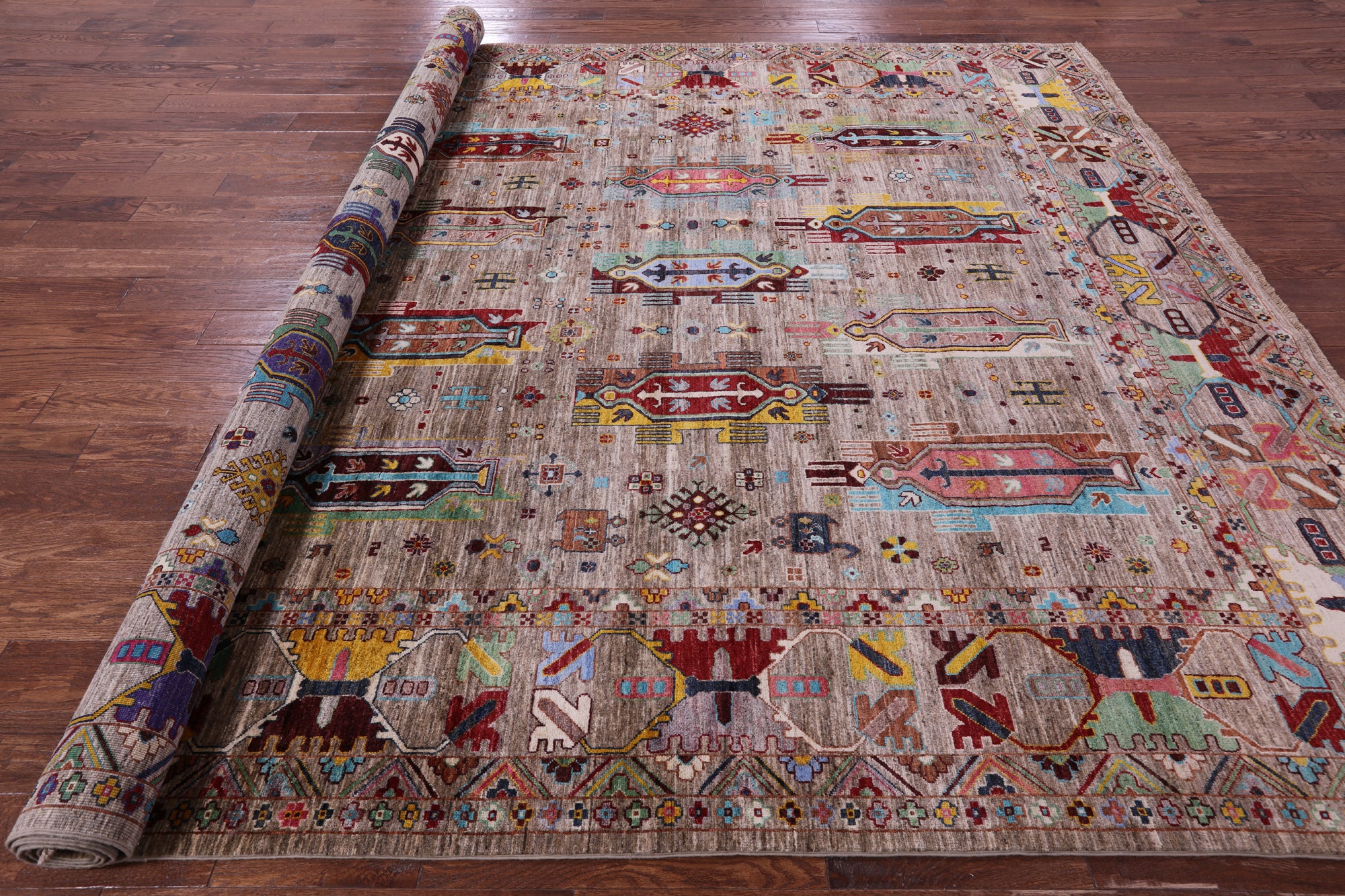 Persian Fine Serapi Hand Knotted Wool Rug - 9' 1" X 12' 1" - Golden Nile