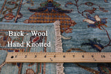 Blue Peshawar Handmade Wool Rug - 8' 0" X 9' 10" - Golden Nile