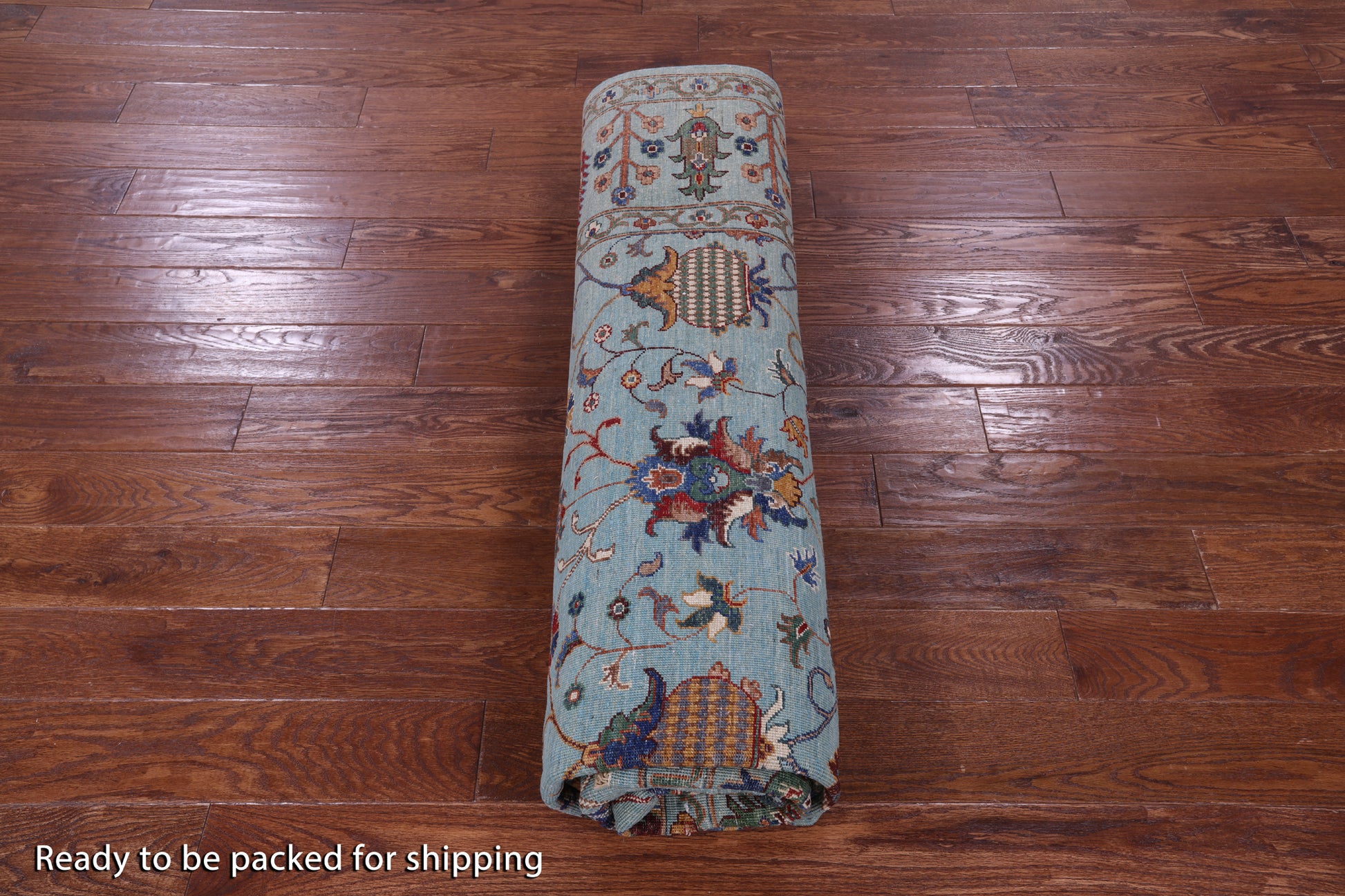 Blue Peshawar Handmade Wool Rug - 8' 0" X 9' 10" - Golden Nile