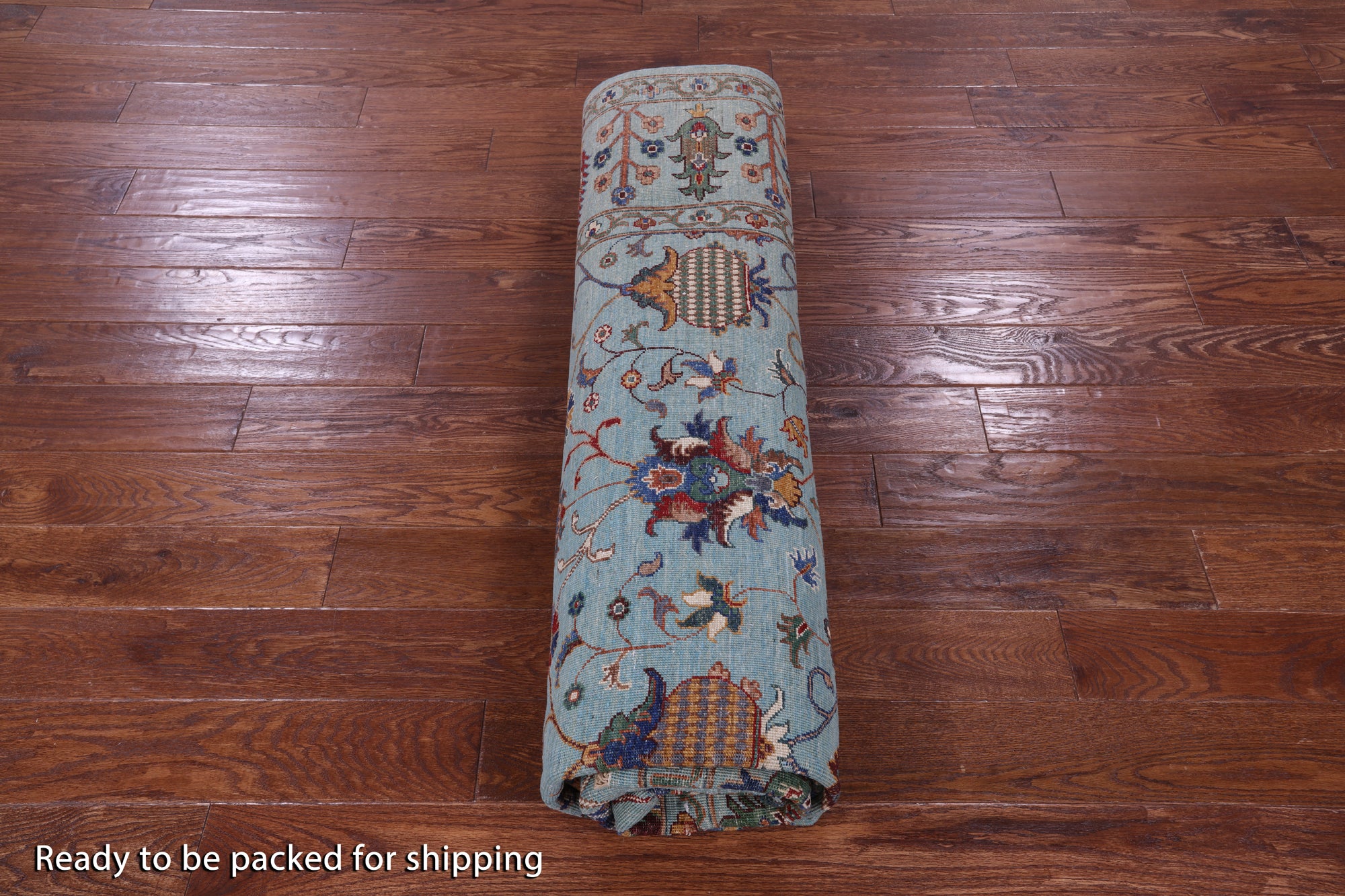 Blue Peshawar Handmade Wool Rug - 8' 0" X 9' 10" - Golden Nile