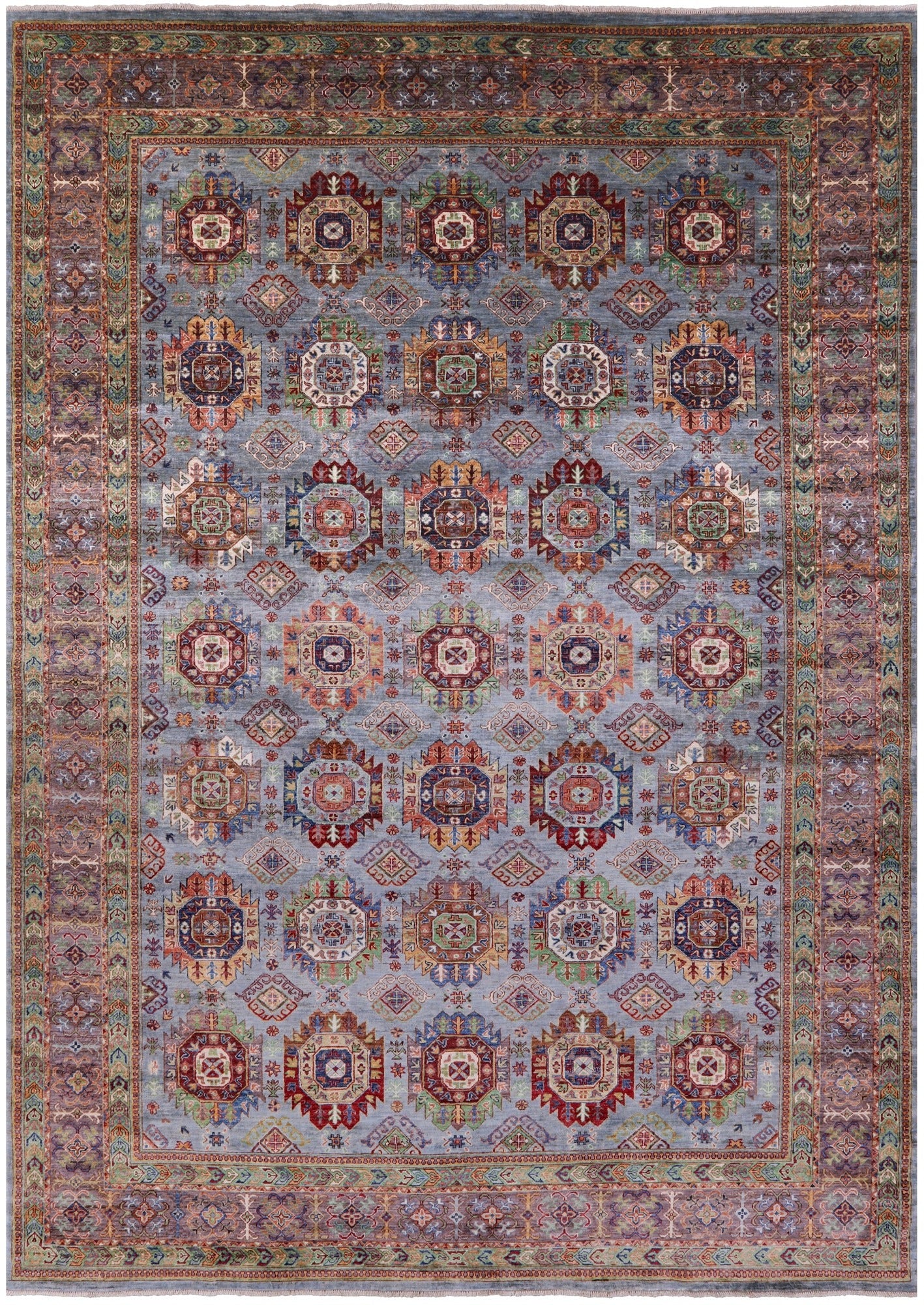 Turkmen Ersari Hand Knotted Wool Rug - 8' 9" X 12' 3" - Golden Nile