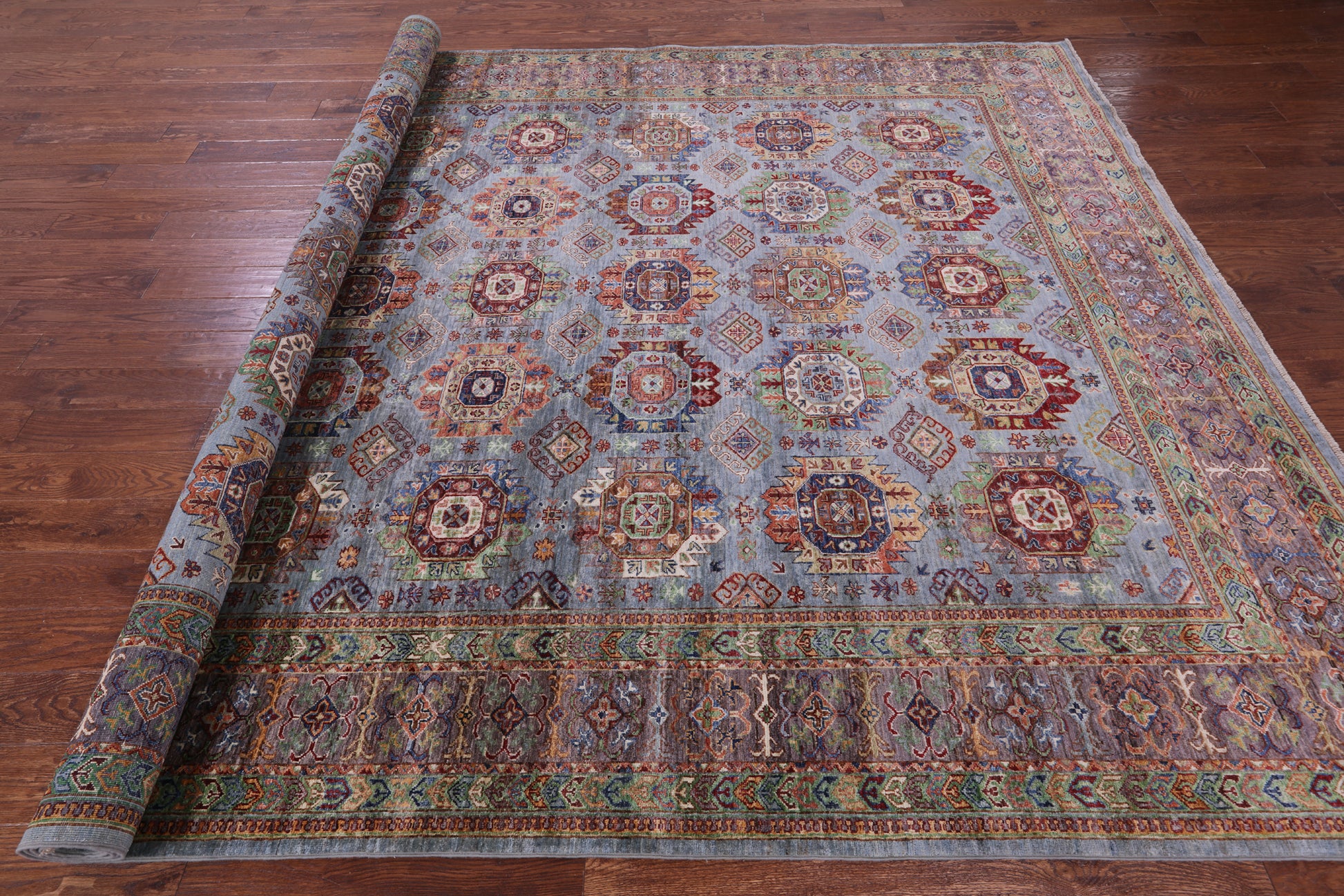 Turkmen Ersari Hand Knotted Wool Rug - 8' 9" X 12' 3" - Golden Nile