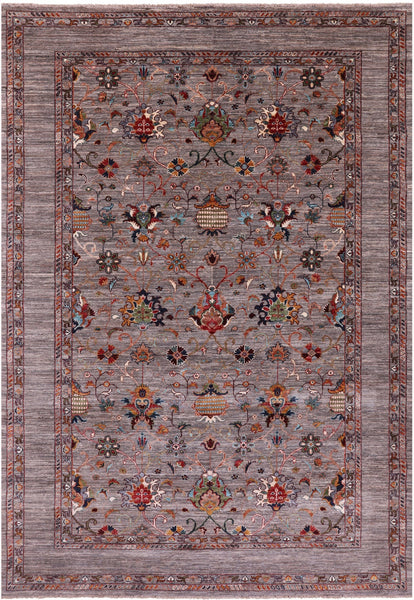 Peshawar Hand Knotted Wool Rug - 6' 8" X 9' 11" - Golden Nile