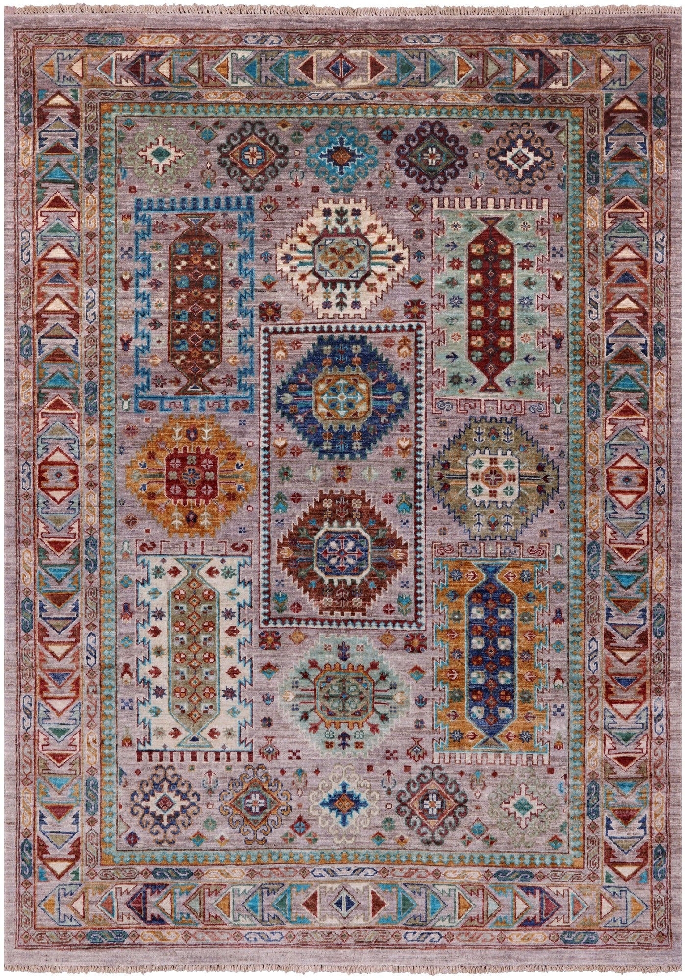 Turkmen Ersari Hand Knotted Wool Rug - 5' 0" X 6' 11" - Golden Nile