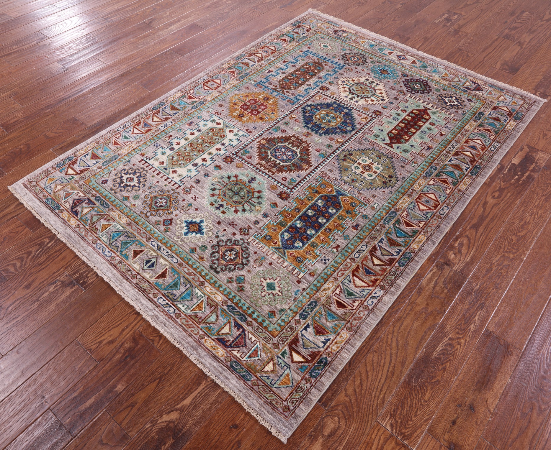Turkmen Ersari Hand Knotted Wool Rug - 5' 0" X 6' 11" - Golden Nile