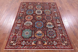 Turkmen Ersari Hand Knotted Wool Rug - 5' 1" X 6' 8" - Golden Nile