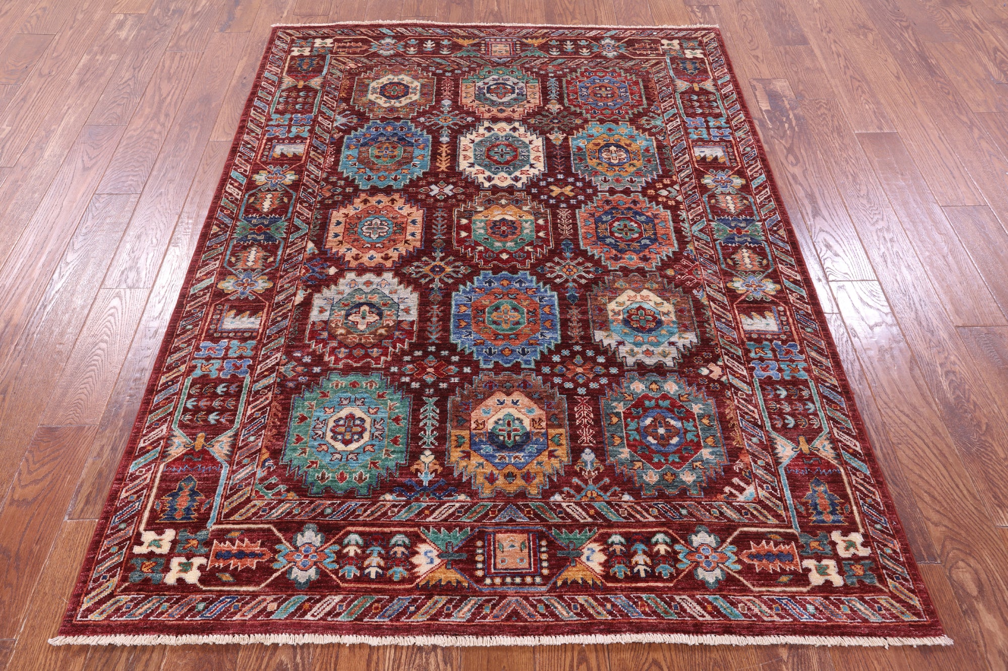 Turkmen Ersari Hand Knotted Wool Rug - 5' 1" X 6' 8" - Golden Nile