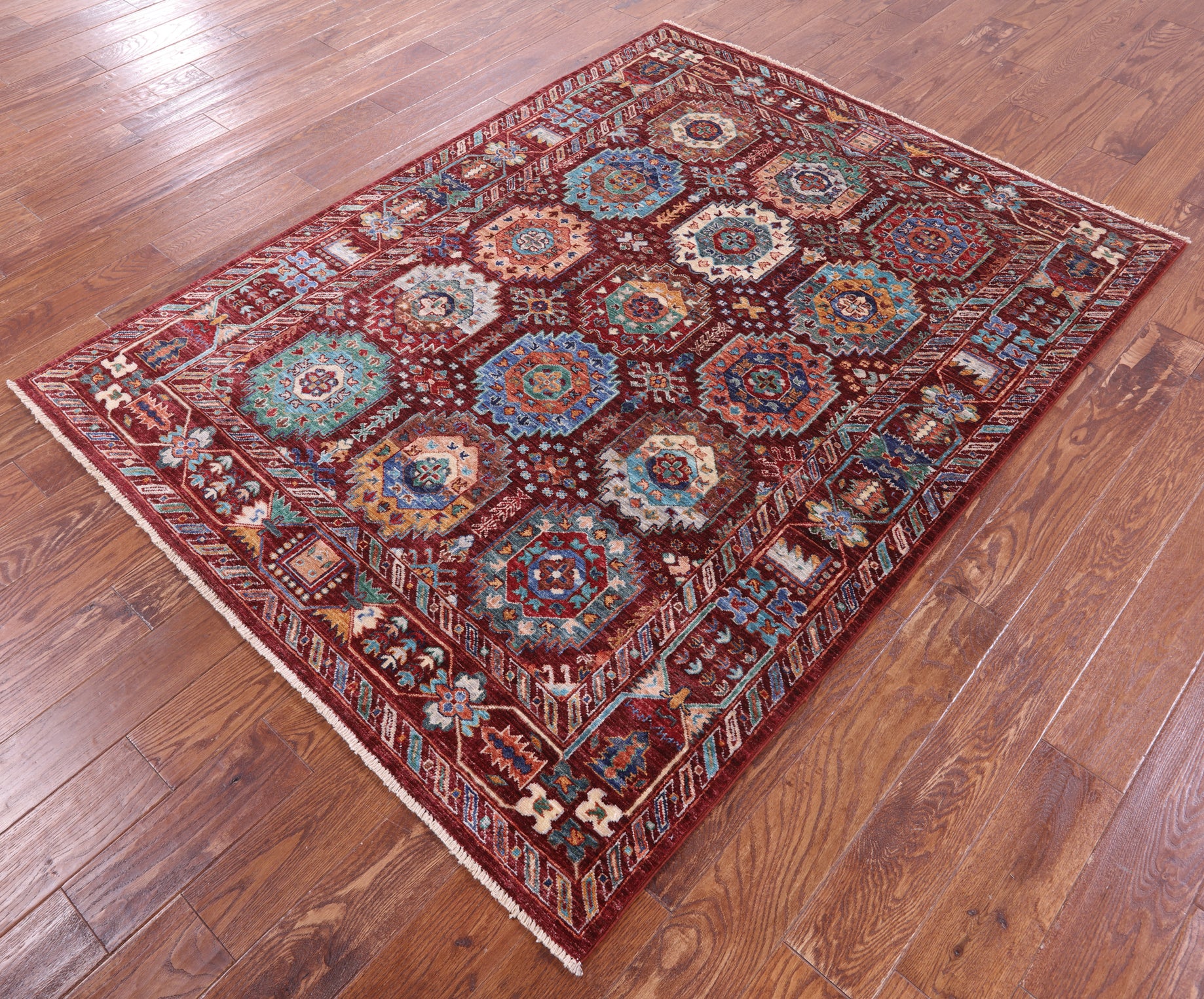Turkmen Ersari Hand Knotted Wool Rug - 5' 1" X 6' 8" - Golden Nile