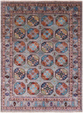 Grey Turkmen Ersari Hand Knotted Wool Rug - 5' 2" X 6' 11" - Golden Nile