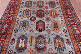 Grey Turkmen Ersari Hand Knotted Wool Rug - 5' 0" X 6' 8" - Golden Nile