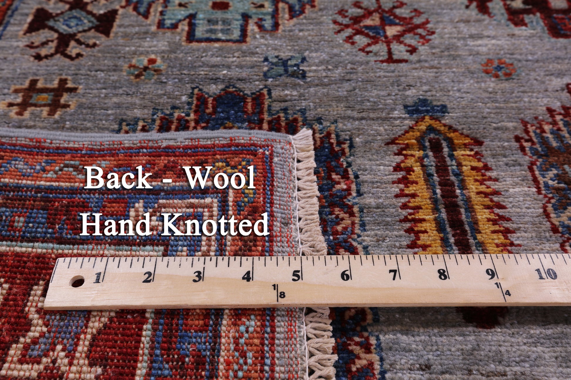 Grey Turkmen Ersari Hand Knotted Wool Rug - 5' 0" X 6' 8" - Golden Nile