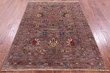 Peshawar Hand Knotted Wool Rug - 5' 1" X 6' 9" - Golden Nile