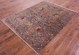 Peshawar Hand Knotted Wool Rug - 5' 1" X 6' 9" - Golden Nile