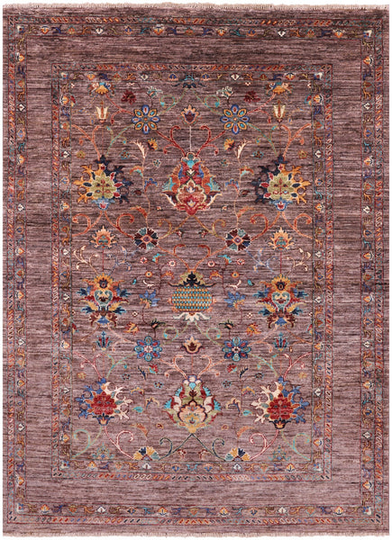 Peshawar Hand Knotted Wool Rug - 5' 1" X 6' 9" - Golden Nile