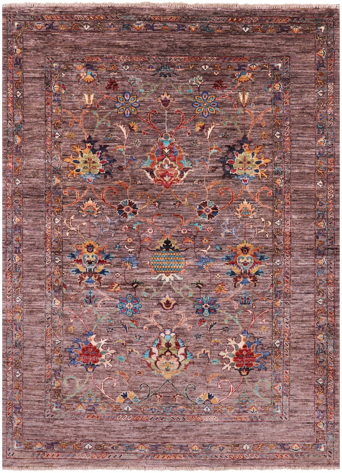 Peshawar Hand Knotted Wool Rug - 5' 1" X 6' 9" - Golden Nile