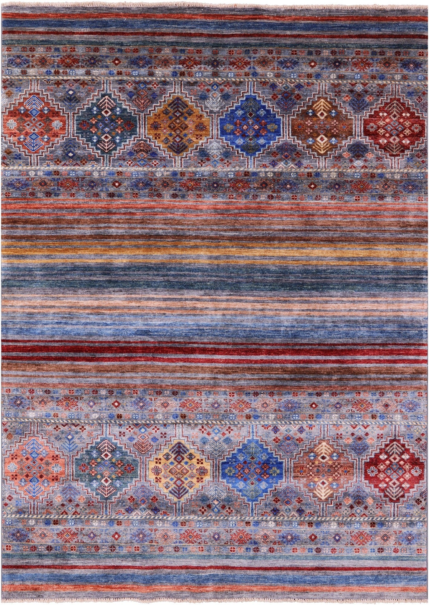 Khorjin Persian Gabbeh Hand Knotted Wool Rug - 5' 7" X 7' 11" - Golden Nile