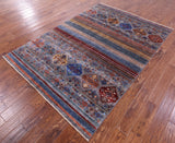 Khorjin Persian Gabbeh Hand Knotted Wool Rug - 5' 7" X 7' 11" - Golden Nile