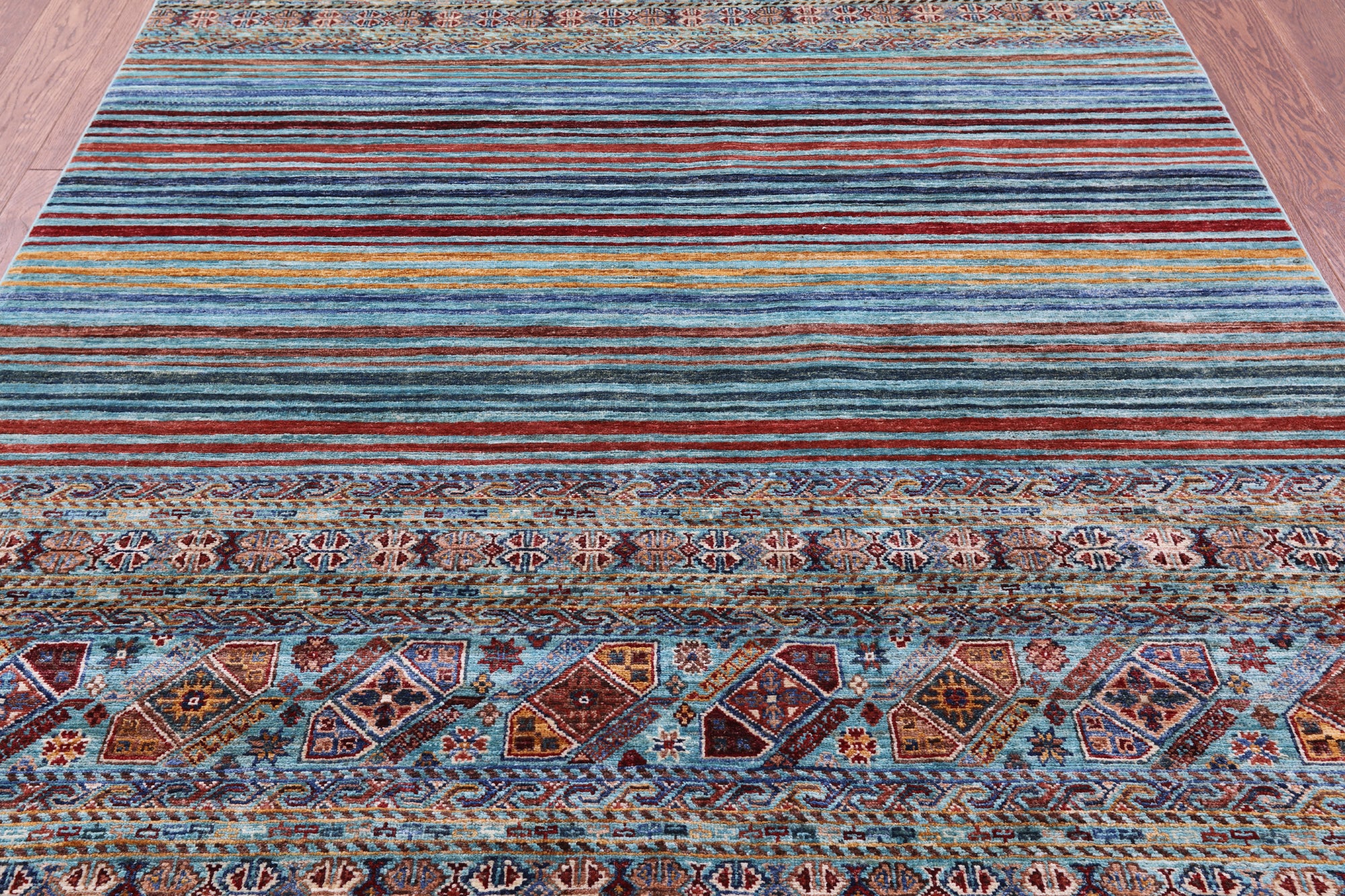 Khorjin Persian Gabbeh Hand Knotted Wool Rug - 5' 7" X 8' 2" - Golden Nile