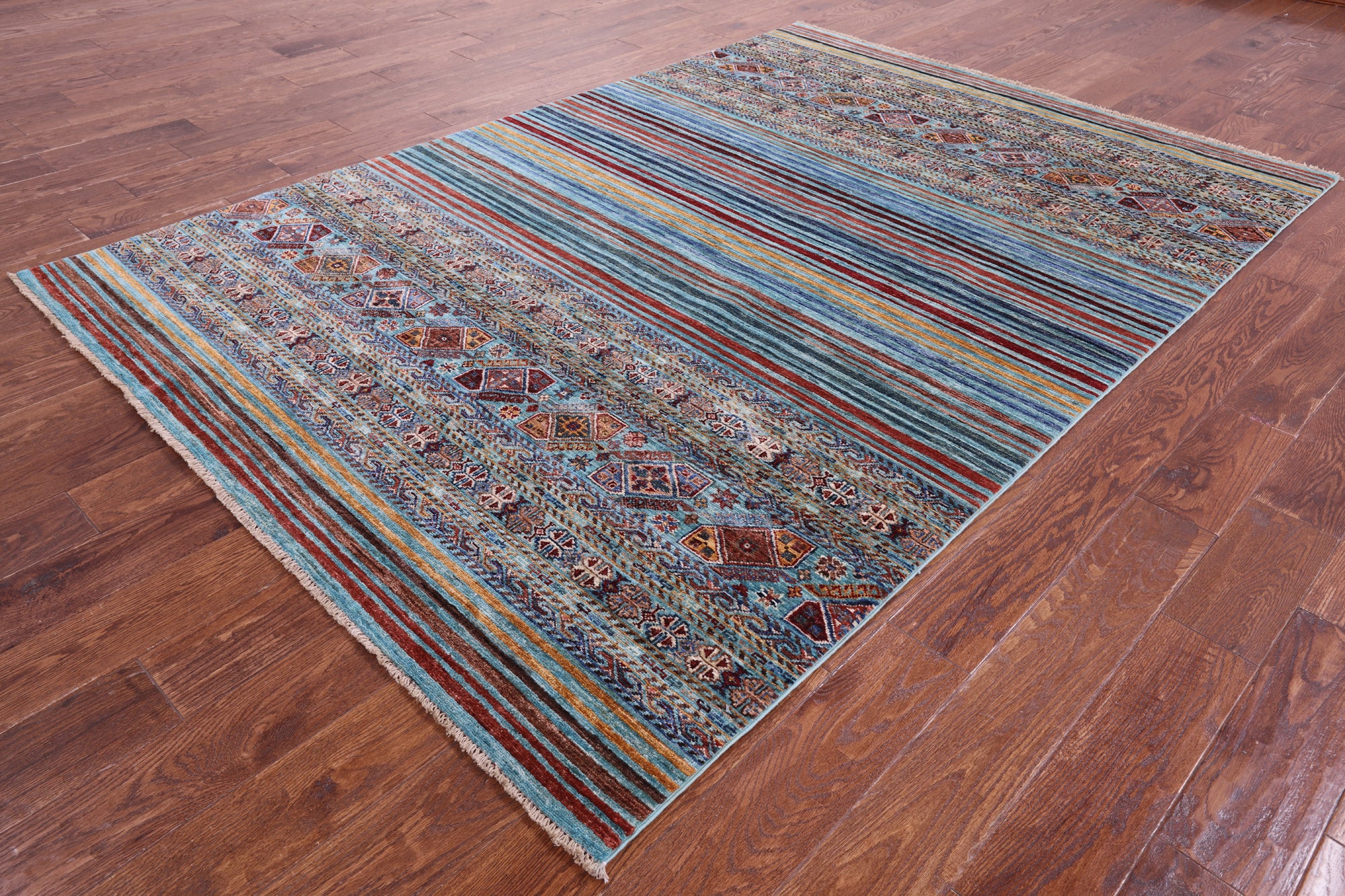 Khorjin Persian Gabbeh Hand Knotted Wool Rug - 5' 7" X 8' 2" - Golden Nile