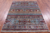 Khorjin Persian Gabbeh Hand Knotted Wool Rug - 4' 11" X 6' 7" - Golden Nile