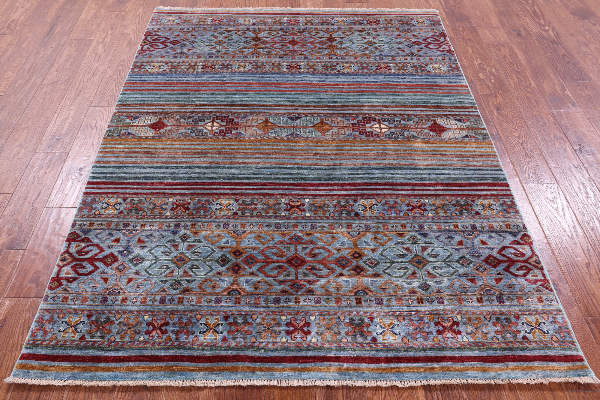 Khorjin Persian Gabbeh Hand Knotted Wool Rug - 4' 11" X 6' 7" - Golden Nile