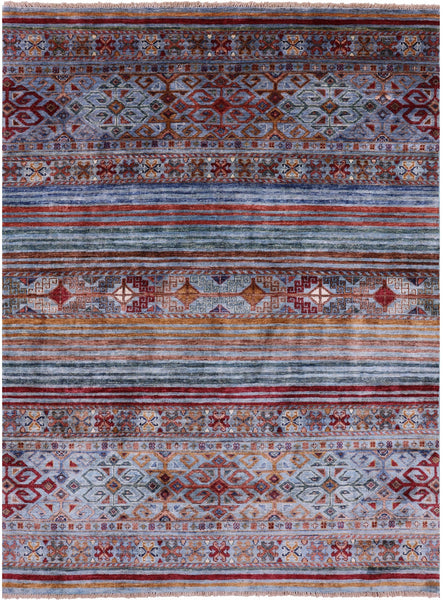 Khorjin Persian Gabbeh Hand Knotted Wool Rug - 4' 11" X 6' 7" - Golden Nile
