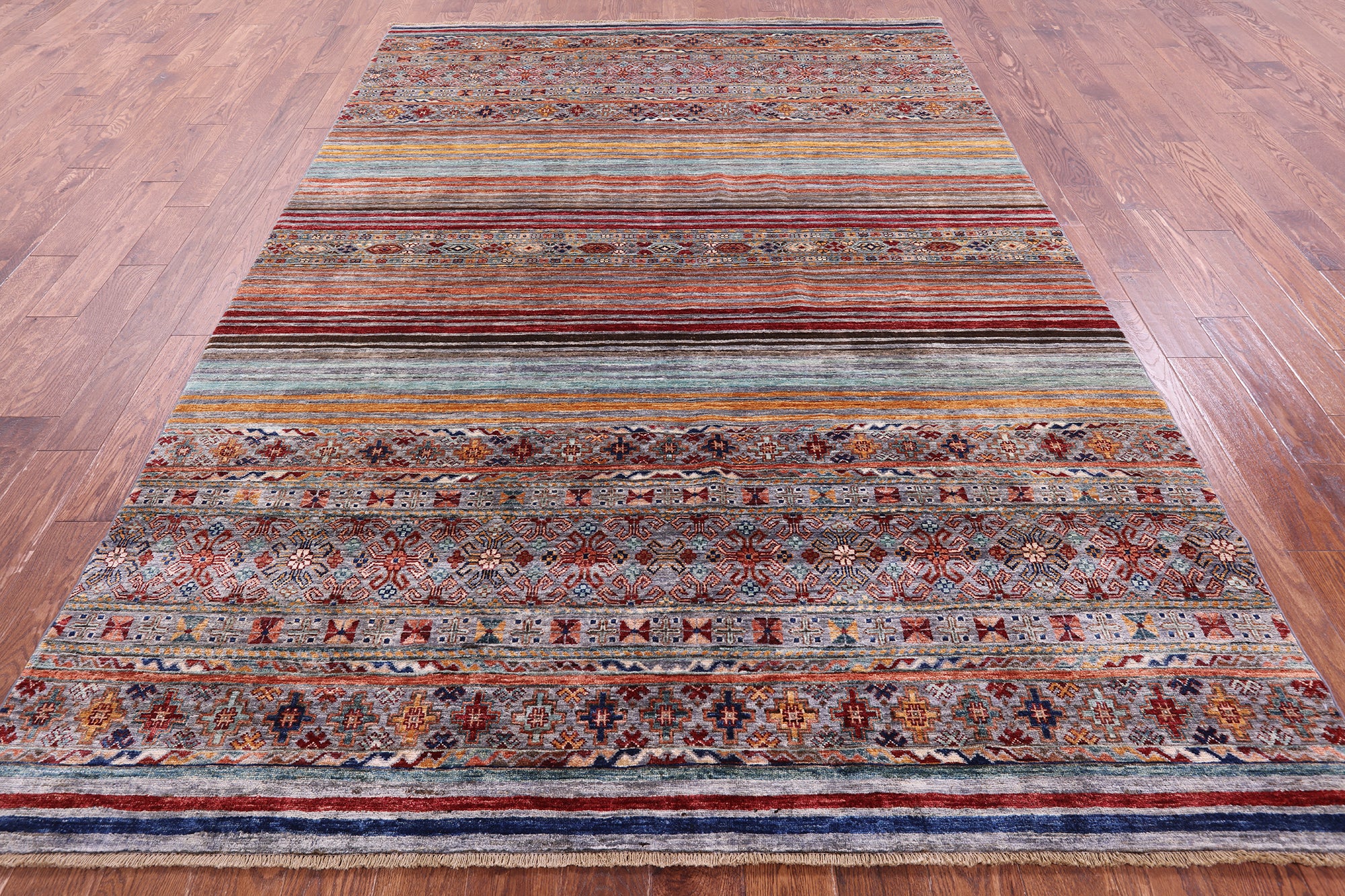 Khorjin Persian Gabbeh Hand Knotted Wool Rug - 7' 0" X 10' 0" - Golden Nile