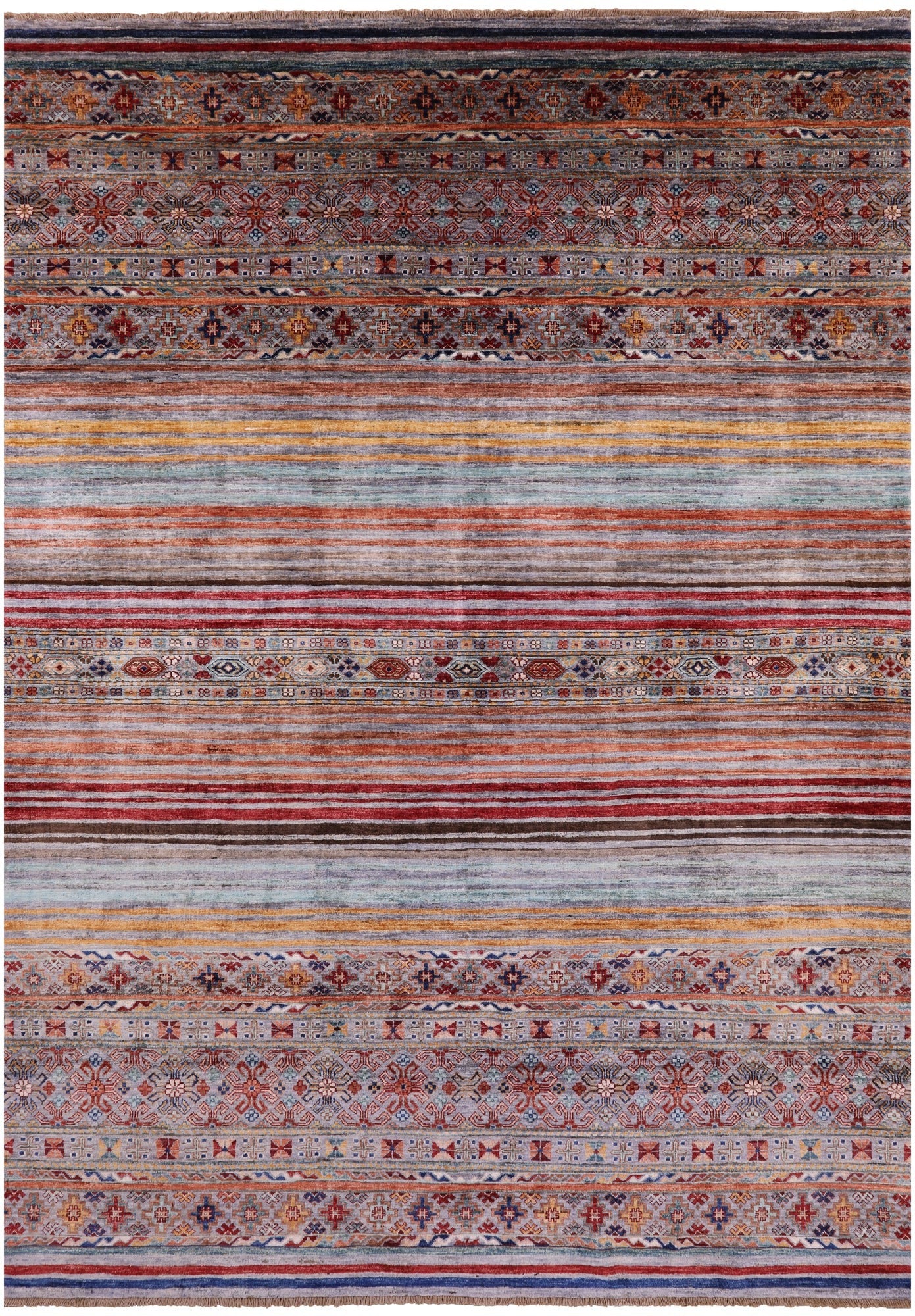 Khorjin Persian Gabbeh Hand Knotted Wool Rug - 7' 0" X 10' 0" - Golden Nile