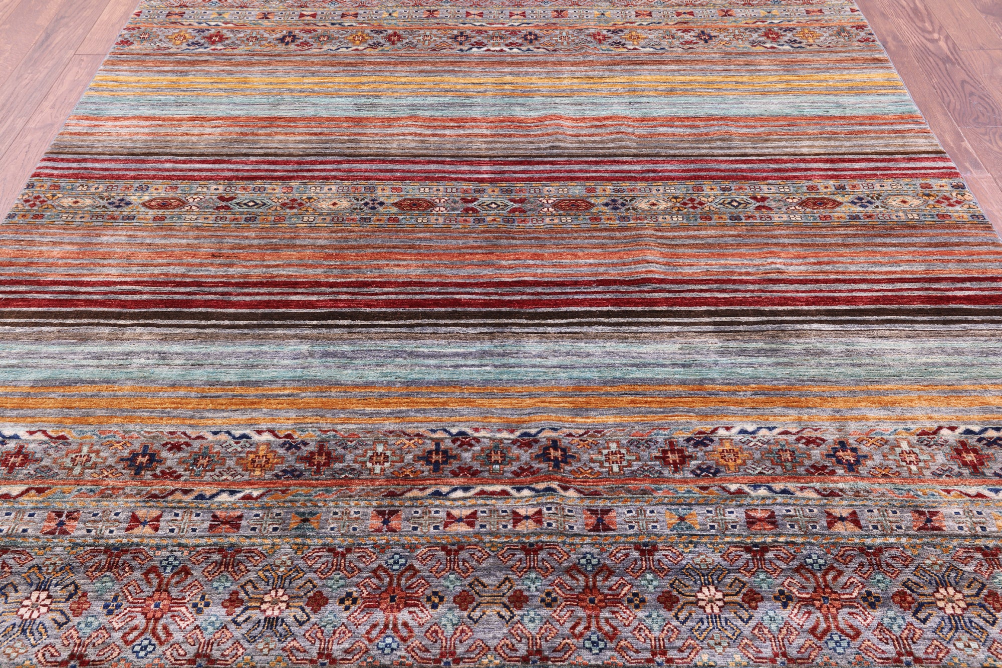 Khorjin Persian Gabbeh Hand Knotted Wool Rug - 7' 0" X 10' 0" - Golden Nile