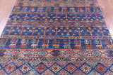 Blue Tribal Persian Gabbeh Handmade Wool Rug - 5' 7" X 8' 2" - Golden Nile